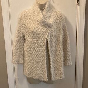 Cynthia Rowley XS Cream Fuzzy Cardigan Sweater 25-349-1